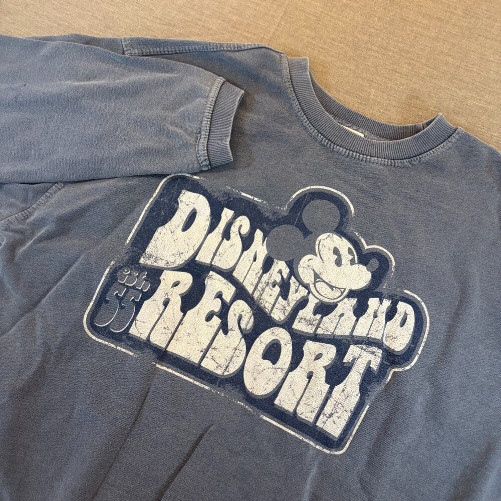 Disneyland Resort Mickey Mouse Blue Sweatshirt Size L Graphic Print Y2K Style